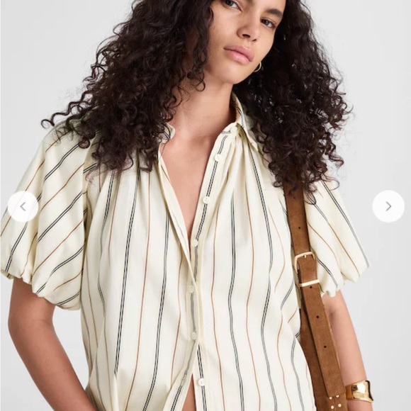 Madewell Ivory Striped Button Down Shirt, Medium, NWOT - Picture 1 of 5